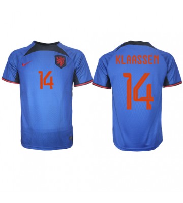 Nederländerna Davy Klaassen #14 Bortatröja VM 2022 Kortärmad